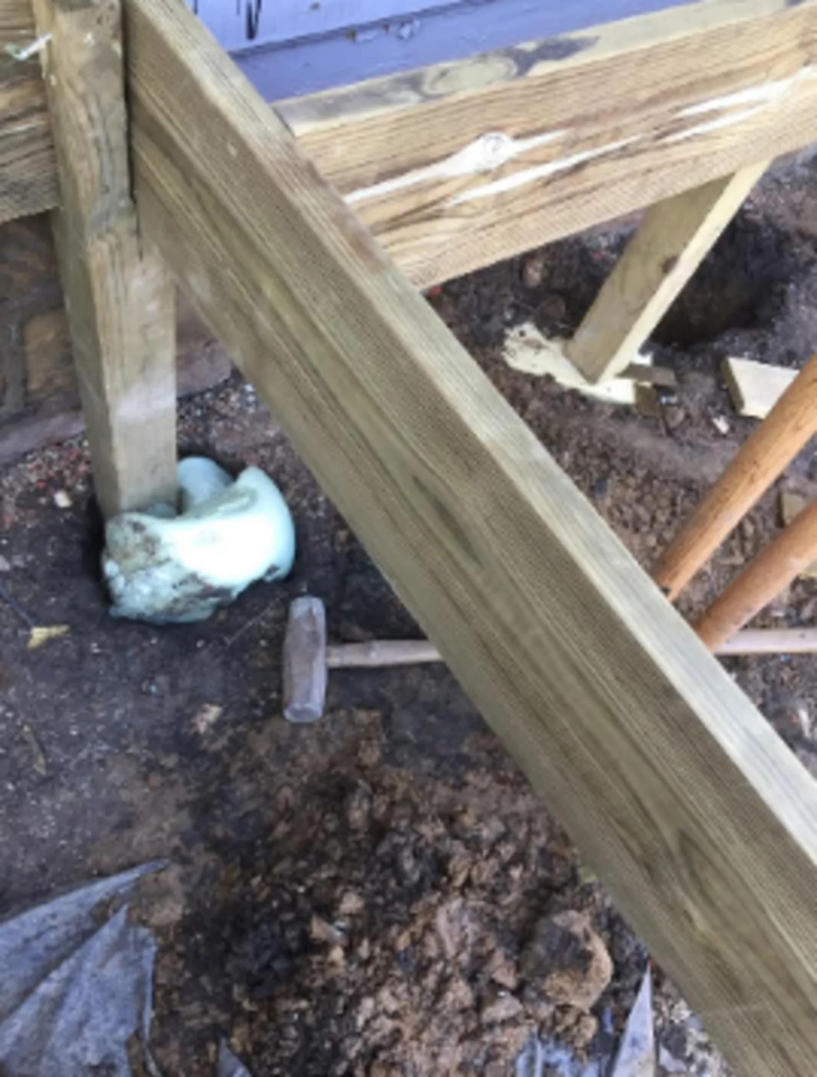 Post and beam detail on custom back deck build