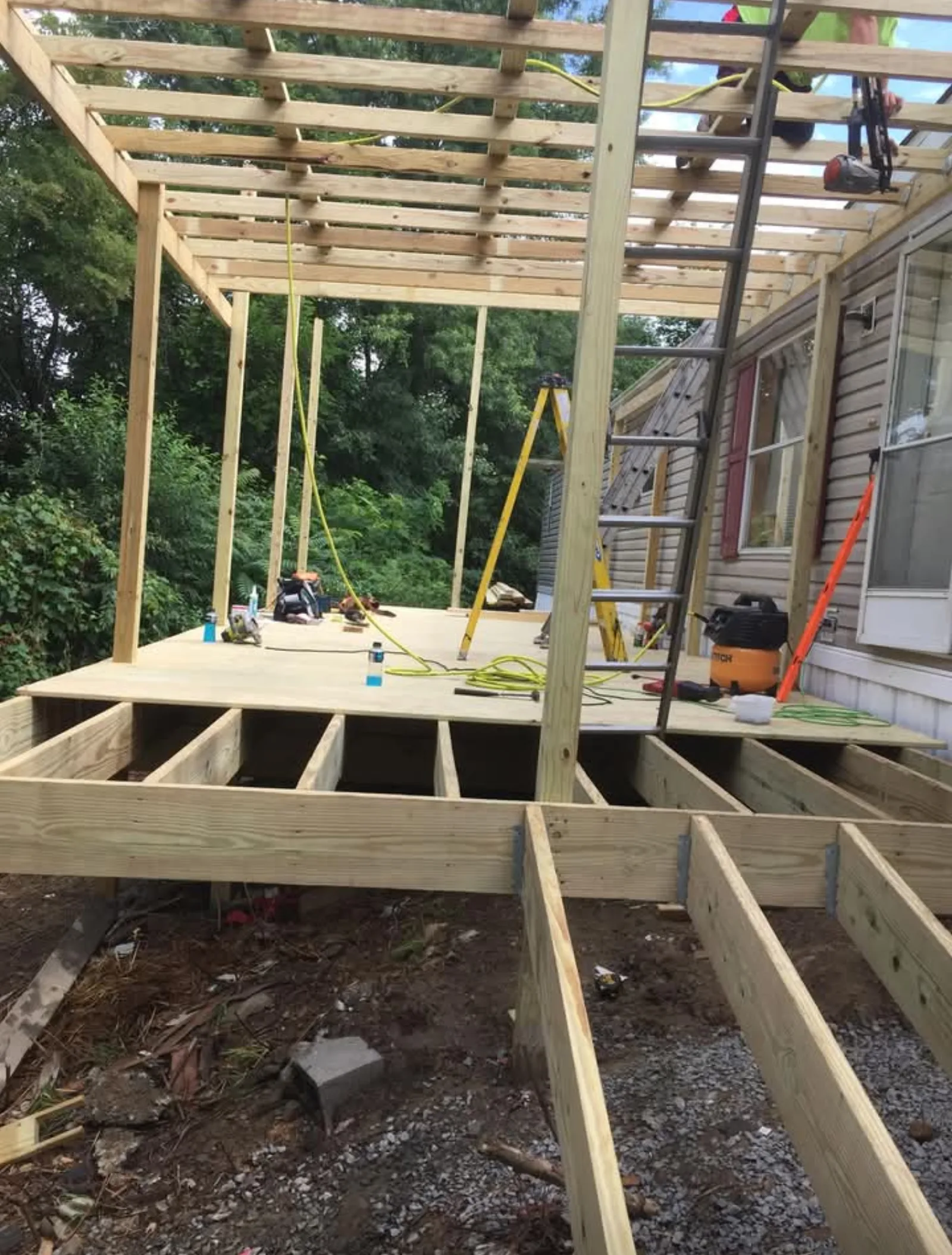 Custom covered deck framing — new construction in Beaver County, PA