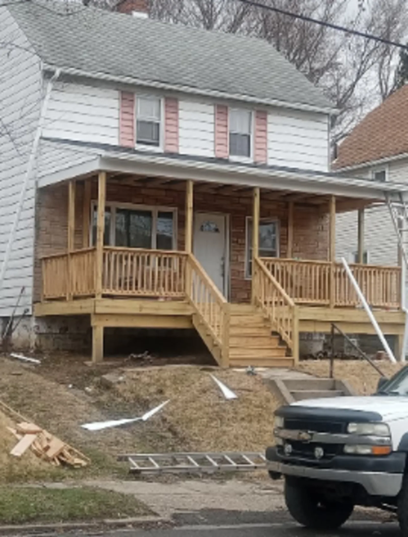 Finished front porch rebuild — custom construction in Beaver County, PA